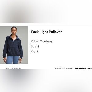 Lululemon True Navy Pack Light Pullover